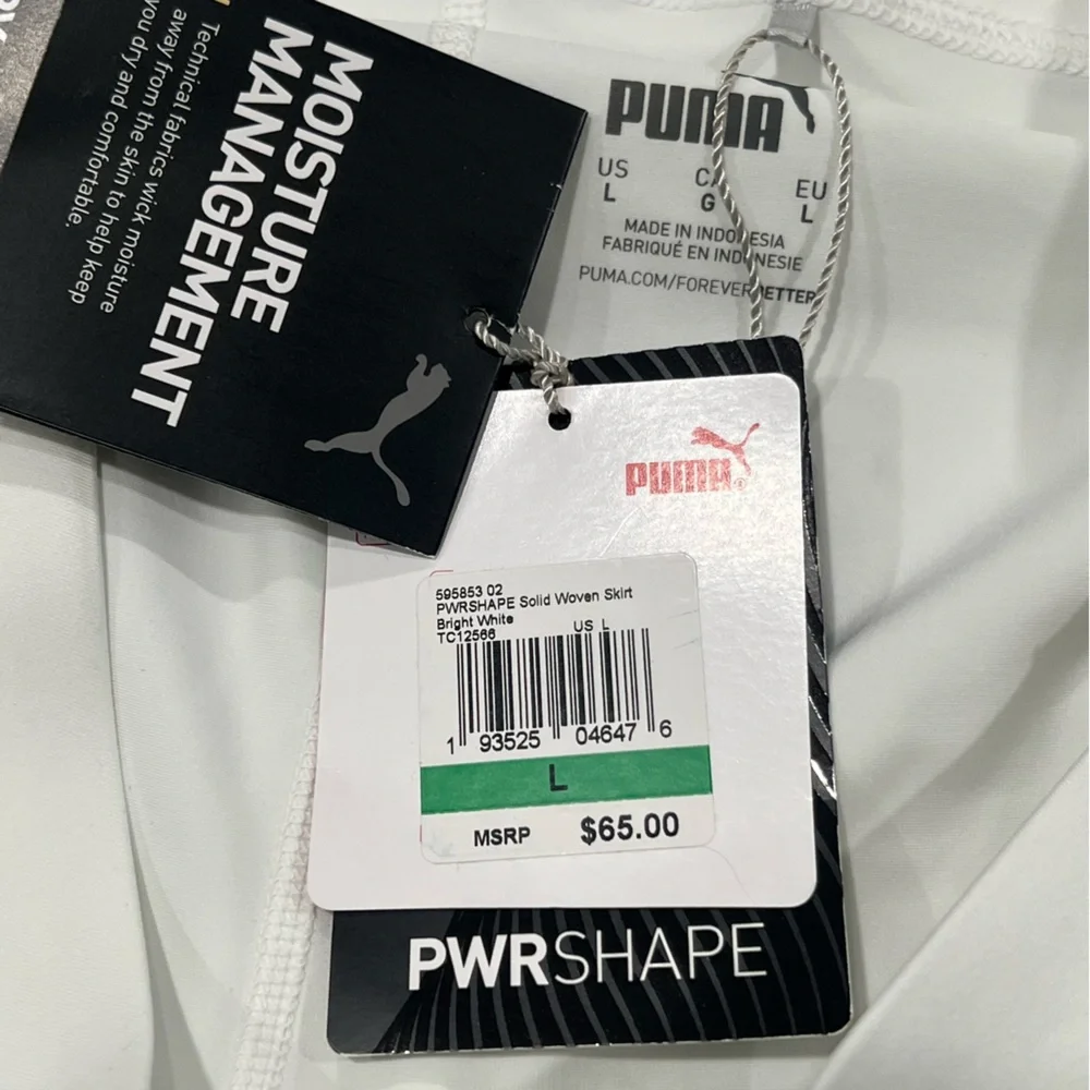 NEW NWT Puma White Stretchy Sporty Golf Tennis Skort Skirt Size L - Picture 6 of 6